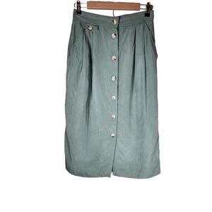 BRECKENRIDGE Green Prairie Cottage Button Down Midi Skirt SZ 12 (runs small)